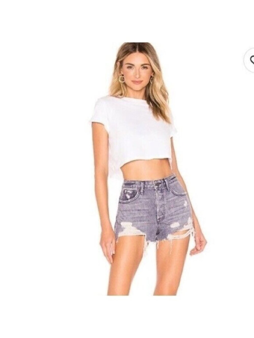 GRLFRND Cindy distressed button fly USA denim jeans cutoff shorts 25